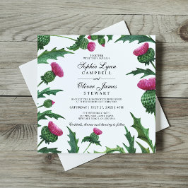 Convites Casamento Floral de Thistle Escocês Elegante