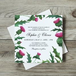 Convites Casamento Floral de Thistle Escocês Elegante