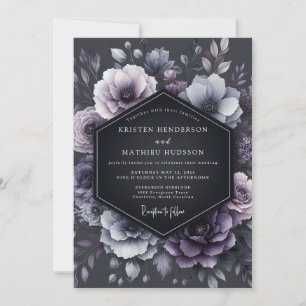 Convites Casamento Floral de Tonalidade Ameixa Profunda