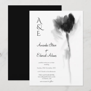 Convites Casamento Floral de Tulipas Brancas Negra e Chic E