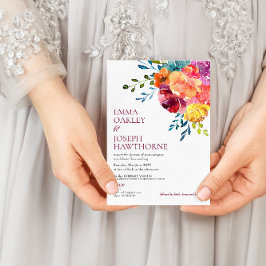 Convites Casamento floral de turquesa brilhante Verão I