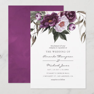 Convites Casamento Floral de Veludo Profundo