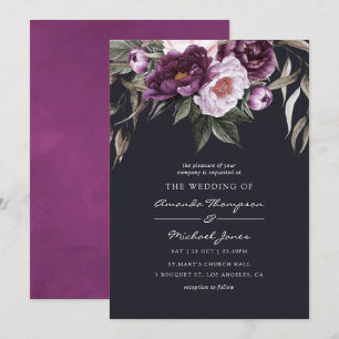 Convites Casamento Floral de Veludo Profundo