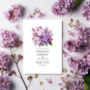 Convites Casamento Floral de Verão de Lilás a Uva