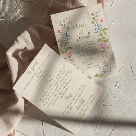 Convites Casamento Floral de Verão Escrito à Mão Tudo em Um