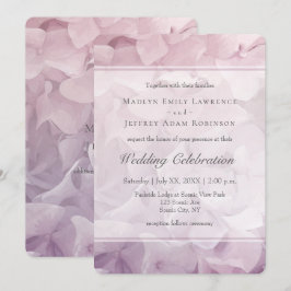Convites Casamento Floral de Verão, Hydrangea Púrpura, Rosa