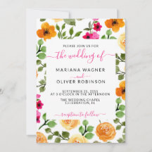Casamento Floral de Verão Laranja Rosa
