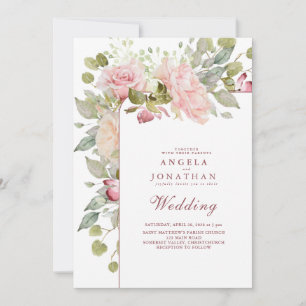 Convites Casamento Floral de Verão Pastel Elegante