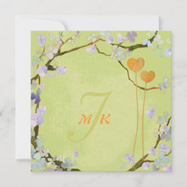 Convites Casamento Floral de verde limão Meio-Verão