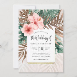 Convites Casamento Floral de Verde Tropical Moderna