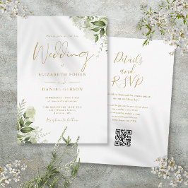 Convites Casamento Floral de Verdura com Código QR em Letra