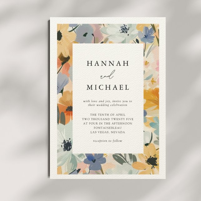 Convites Casamento Floral de Vibrant Blooms Watercolor (Criador carregado)