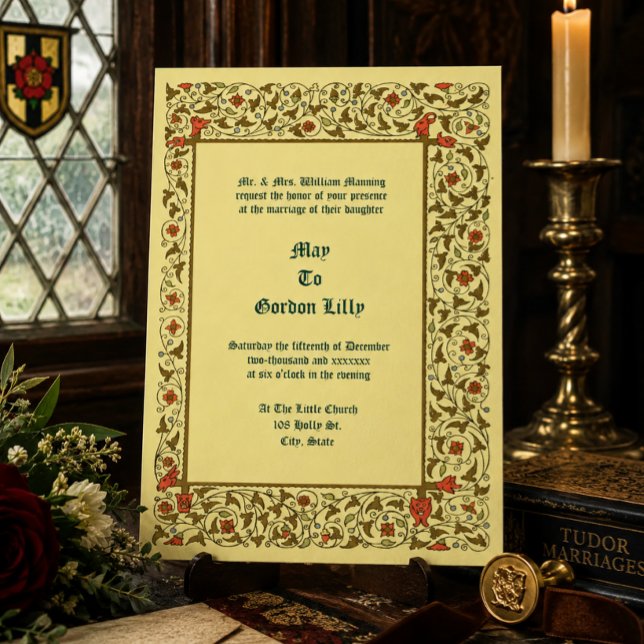 Convites Casamento Floral de Videira em Estilo Medieval Vin (Criador carregado)