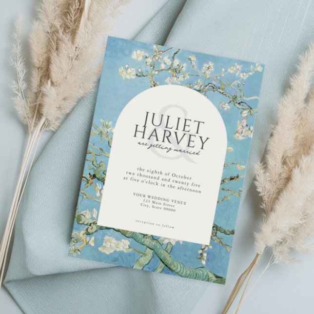 Convites Casamento Floral de Vincent Van Gogh Almond Blosso (Criador carregado)