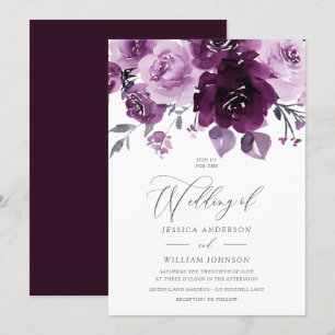 Convites Casamento Floral de Vinho Burgundy