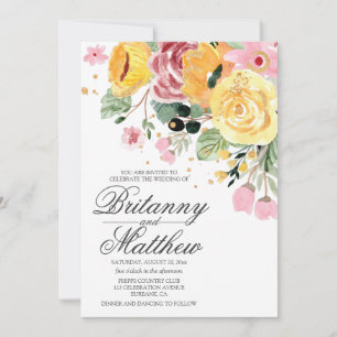 Convites Casamento Floral de Watercolor
