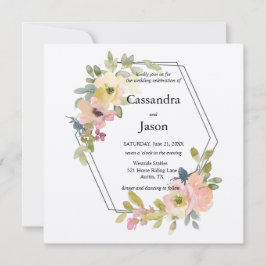Convites Casamento Floral de Watercolor
