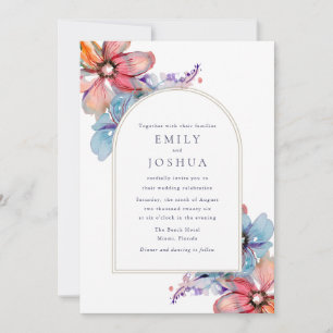 Convites Casamento Floral de Watercolor