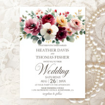 Casamento Floral de Watercolor Burgundy