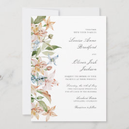 Convites Casamento Floral de Watercolor de Script Elegante