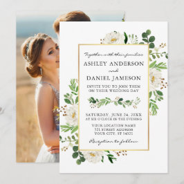 Convites Casamento Floral de Watercolor Greenery