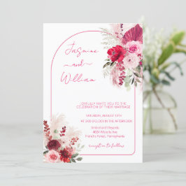 Convites Casamento Floral de Watercolor Modern Boho Elegant