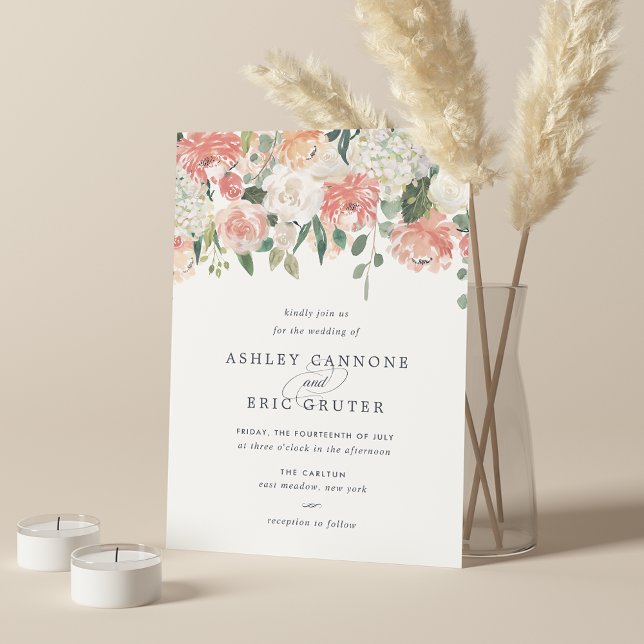 Convites Casamento Floral de Watercolor no Meio-Verão (Criador carregado)