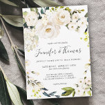 Convites Casamento Floral de Wreath com Cor Branca Neutra<br><div class="desc">Com um popular esquema de cores neutro, este design de convite para o casamento apresenta uma bela coroa de flores brancas de aquarela com verde à direita. As flores incluem rosas, híbridos e florais mistos correspondentes a um efeito de jardim fresco. Os emparelhamentos de texto usados neste design apresentam os...</div>