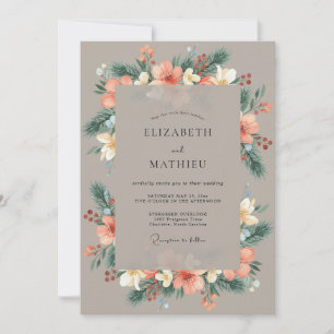 Convites Casamento Floral Delicado Coral em Flor