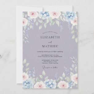Convites Casamento Floral Delicado Lavanda