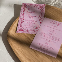Casamento Floral Desenhado Framboesa Rosa Tudo Em