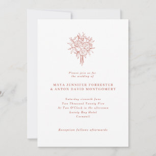 Convites Casamento Floral Desenhado pela Linha Terracotta M