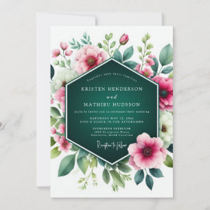 Convites Casamento Floral Deslumbrante Verde Esmeralda