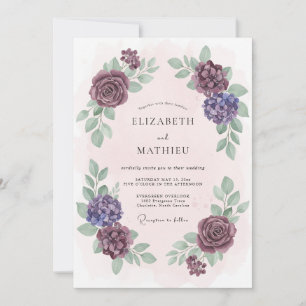 Convites Casamento Floral Divino Borgonha