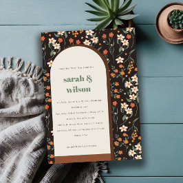 Convites Casamento Floral Do Arco Retroral Laranja Escuro