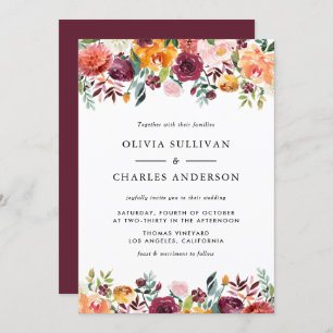 Convites Casamento Floral do Autumn Blooms