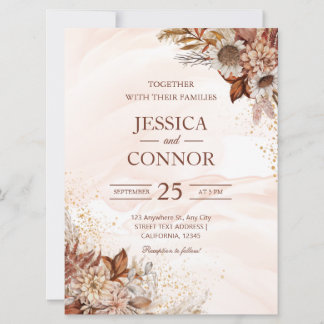 Convites Casamento Floral do Autumn Watercolor
