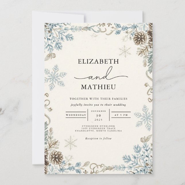 Convites Casamento Floral do Branch de inverno (Frente)