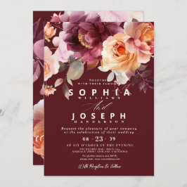 Convites Casamento Floral do Buquê Burgundy
