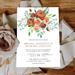Convites Casamento Floral do Buquê Rosa Laranja Queimado Te