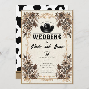 Convites Casamento Floral do Chapéu Ocidental do Elegante C