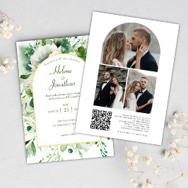 Convites Casamento Floral do Código QR do Código de Foto Ve