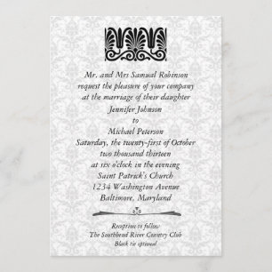 Convites Casamento Floral do Elegante Black Damask