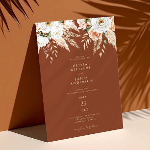 Convites Casamento Floral do Elegante Orange Terracotta