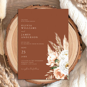 Convites Casamento Floral do Elegante Orange Terracotta