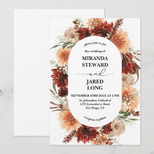 Convites Casamento Floral do Elegante Terracotta Round Fram