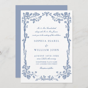 Convites Casamento Floral do Jardim Azul do Elegante Barroc