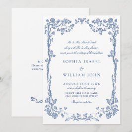 Convites Casamento Floral do Jardim Azul do Elegante Barroc