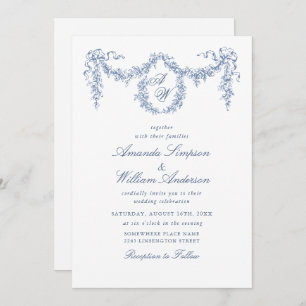 Convites Casamento Floral do Jardim Azul do Elegante Barroc