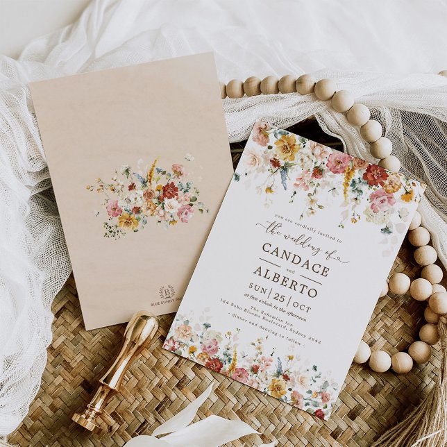 Convites Casamento Floral Do Jardim Botânico De Algodão (Criador carregado)